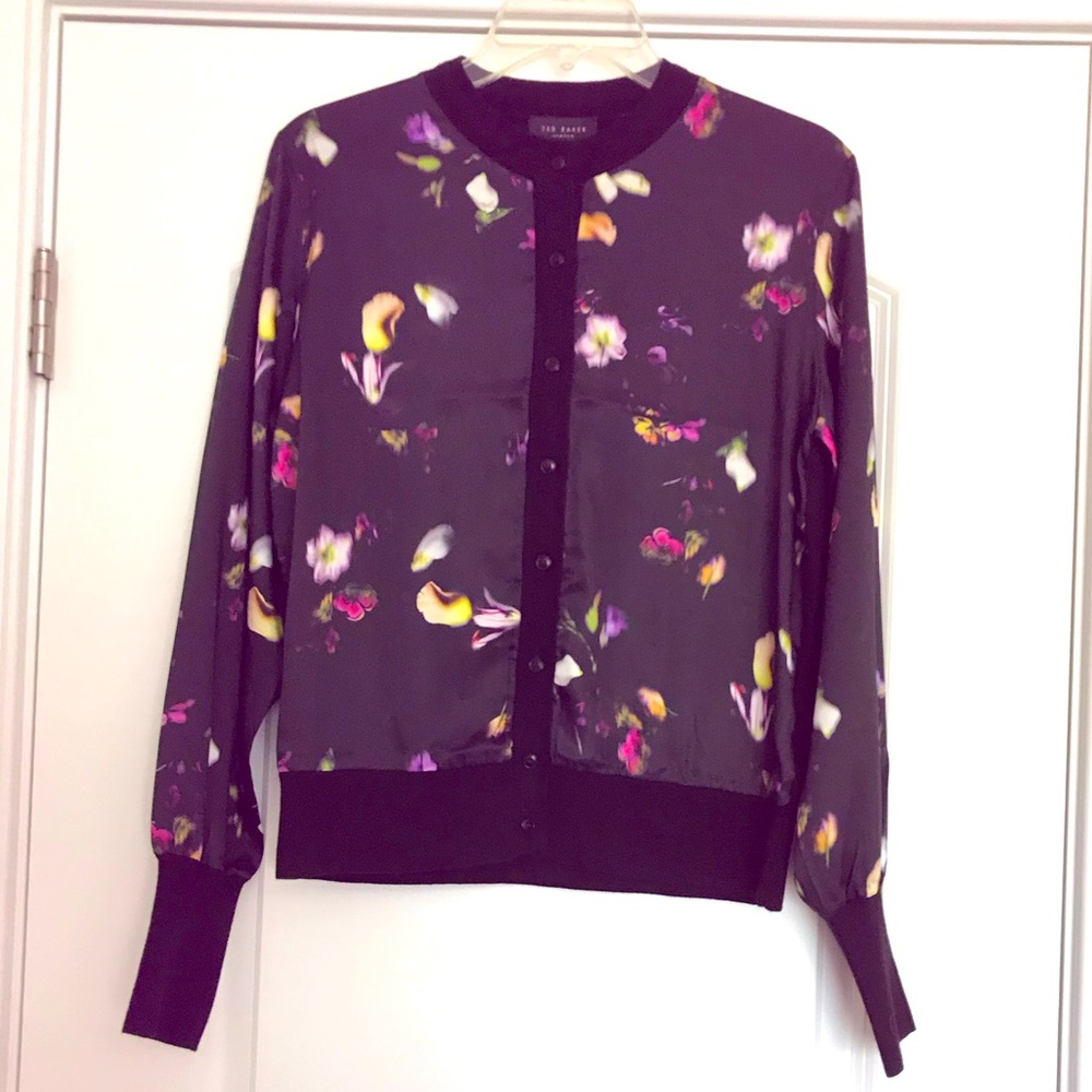 Ted Baker, Black/floral, long sleeve, Sweater, Size 2